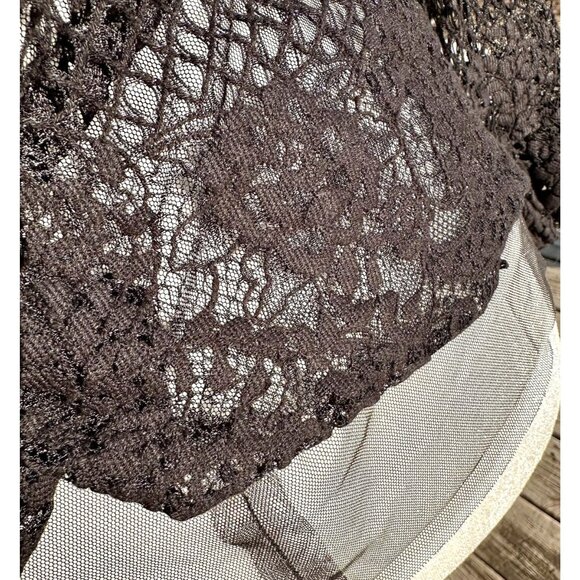 BCBG MAX AZRIA High Neck Lace Kenzie Top Sz XS Black Witchy Whimsigoth Romantic - Picture 8 of 9